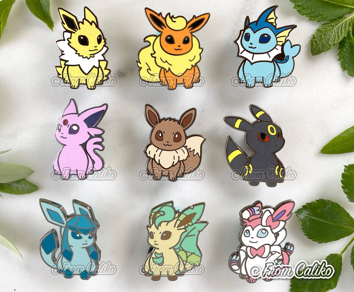 Eevee's Garden - A Floral Eeveelution Enamel Pin Set by EvilsCornerArt —  Kickstarter