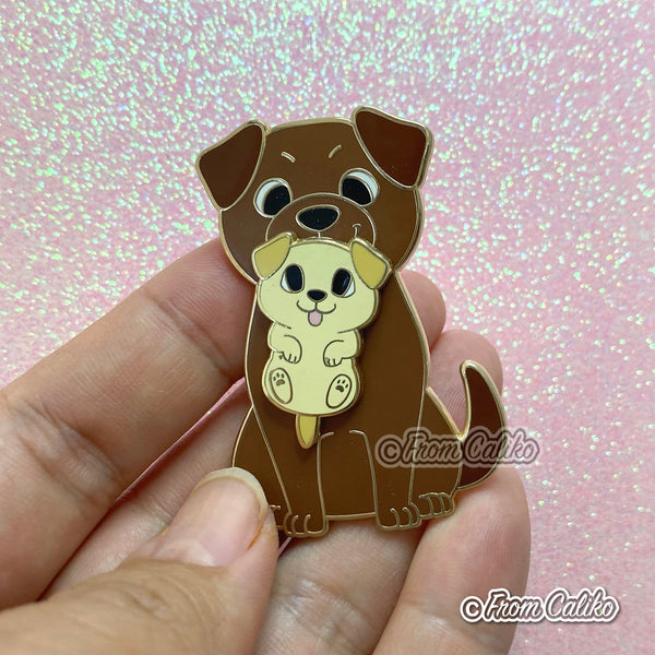 Mama Labrador Retriever - Chocolate Lab Hard Enamel Pin Momma Dog Mom
