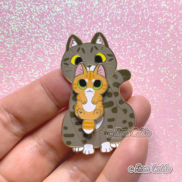 Mama Tabby Cat - Tabby Cat Hard Enamel Pin Momma Cat Mom