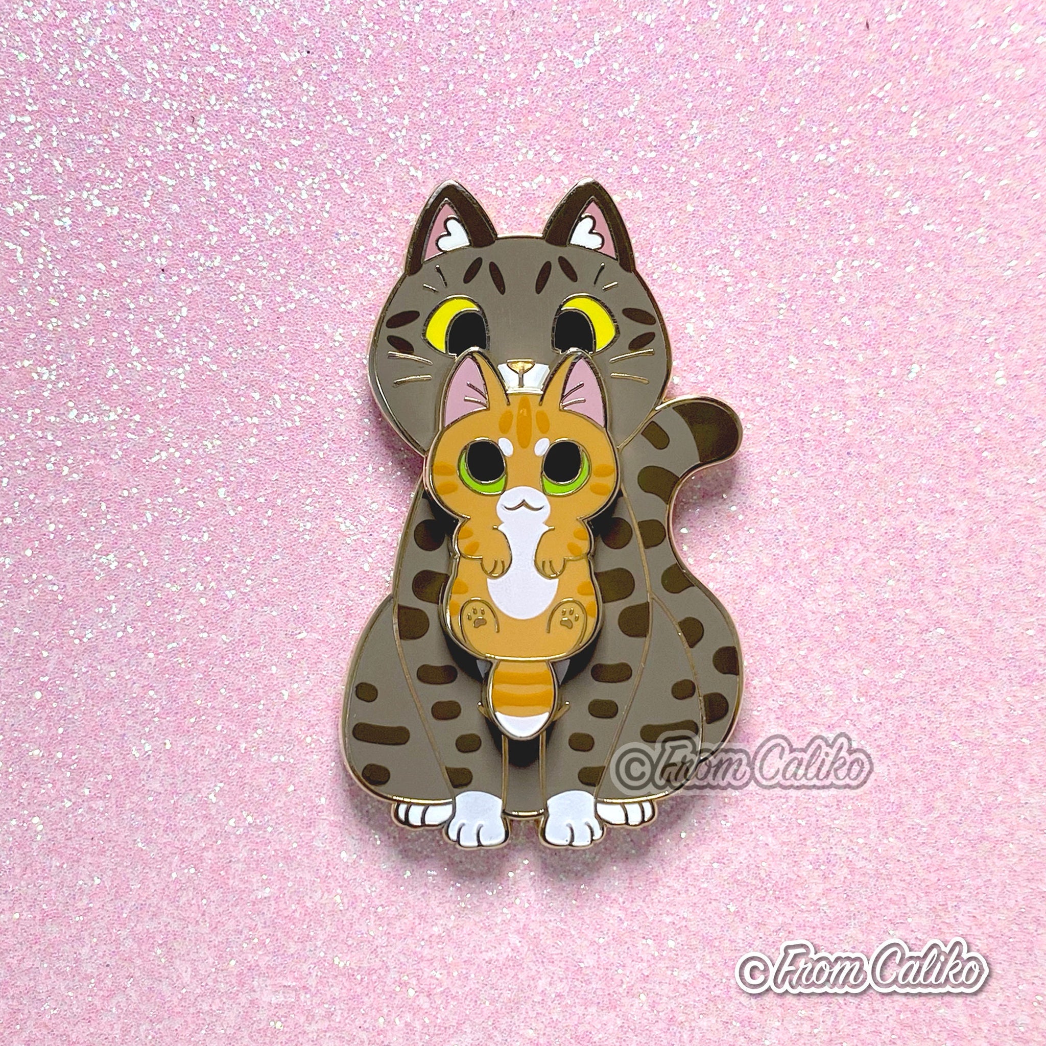 Mama Tabby Cat - Tabby Cat Hard Enamel Pin Momma Cat Mom