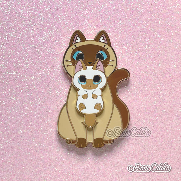 Mama Siamese Cat Pin - Siamese Cat Hard Enamel Pin Momma Cat Mom