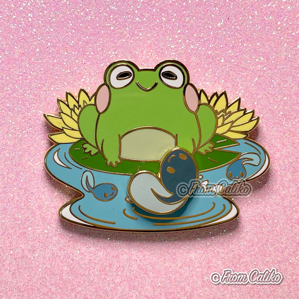 Mama Frog and Tadpole - Hard Enamel Pin Momma Frog Mom