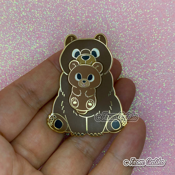 Mama Bear - Brown Bear Hard Enamel Pin Momma Bear