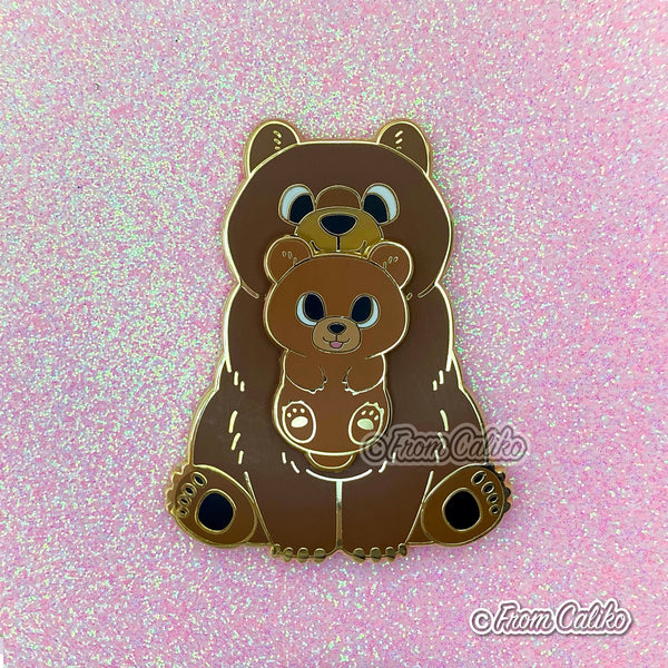 Mama Bear - Brown Bear Hard Enamel Pin Momma Bear