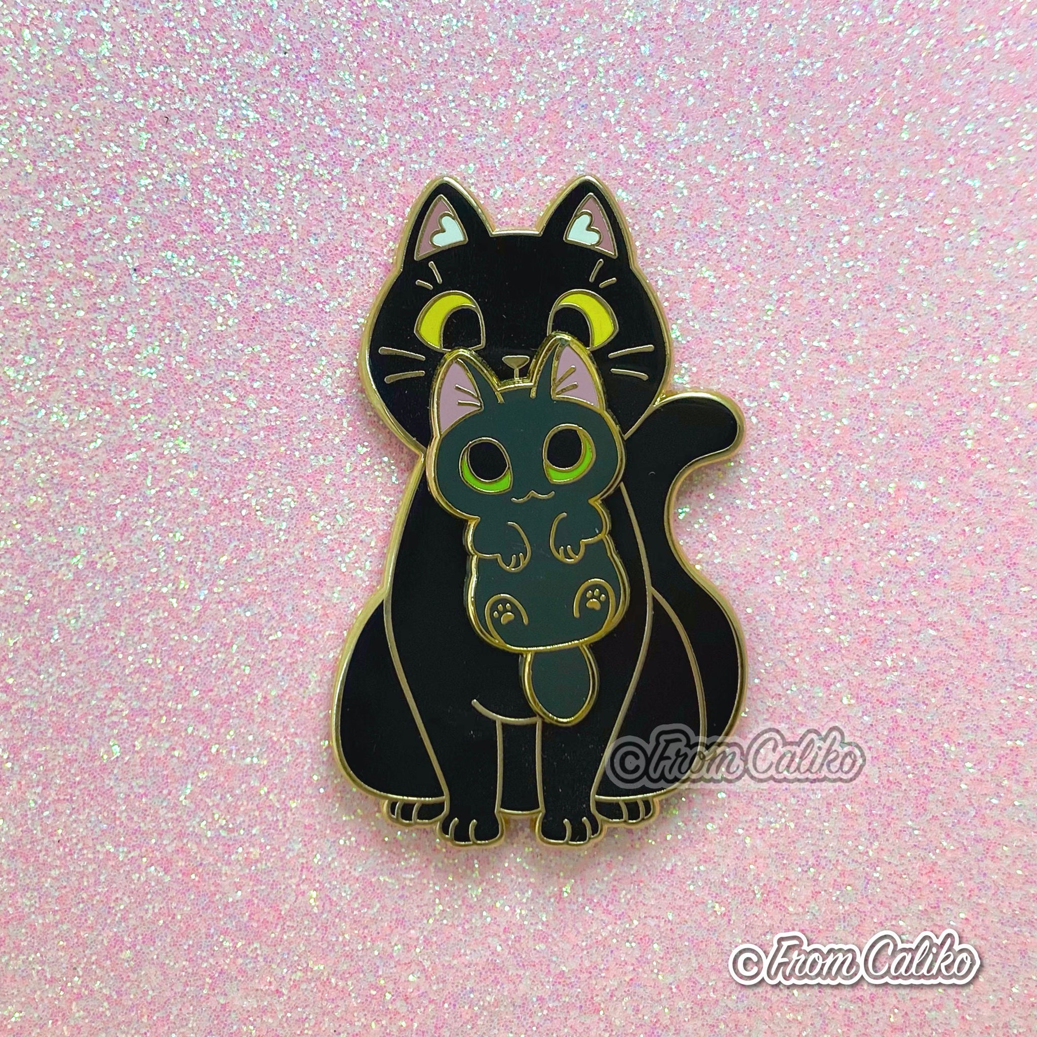 Mama Black Cat - Black Cat Hard Enamel Pin Momma Cat Mom