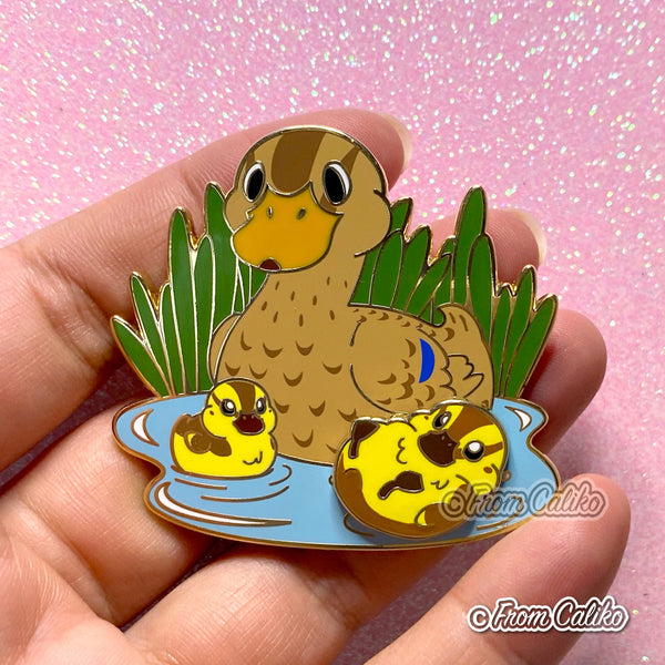 Mama Duck and Spinning Duckling - Hard Enamel Pin Momma Duck Mom