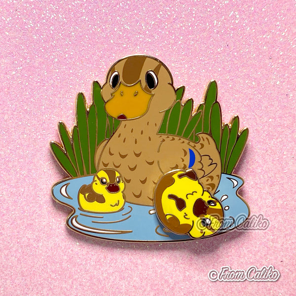 Mama Duck and Spinning Duckling - Hard Enamel Pin Momma Duck Mom