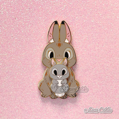 Mama bunny and baby bunny - Hard Enamel Pin Momma Rabbit Mom