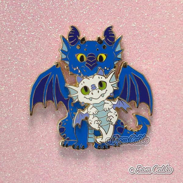 Mama Dragon and Swinging Baby - Hard Enamel Pin Momma Dragon Mom