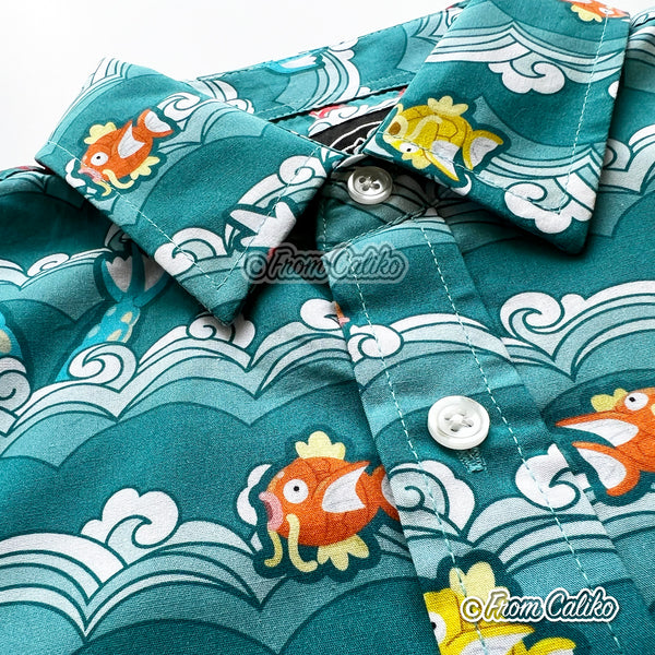 Magikarp and Gyarados Button Up Shirt